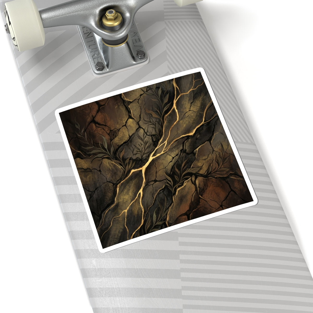 Cracked Earth Charcoal Ink Sticker | Luxurious Dark Japandi Art