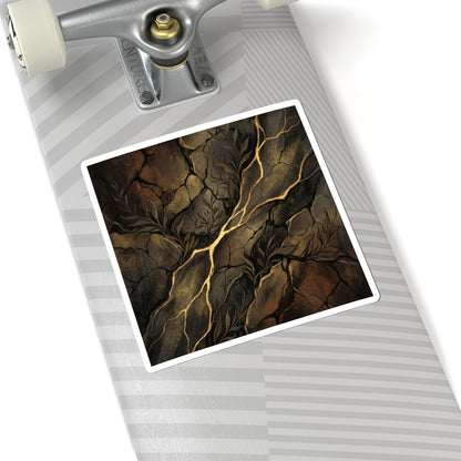 Cracked Earth Charcoal Ink Sticker | Luxurious Dark Japandi Art