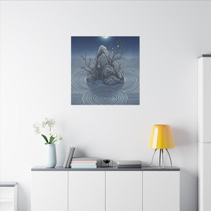 Spring Rock Garden Ukiyo E Inspired Canvas Art | Tranquil Decor