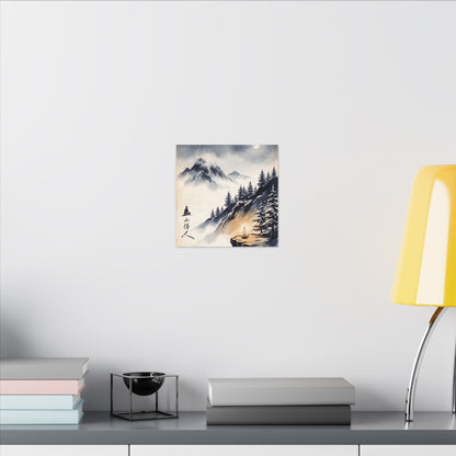 Mountain Mist Canvas Art | Winter Zen Ukiyo E Inspired Art