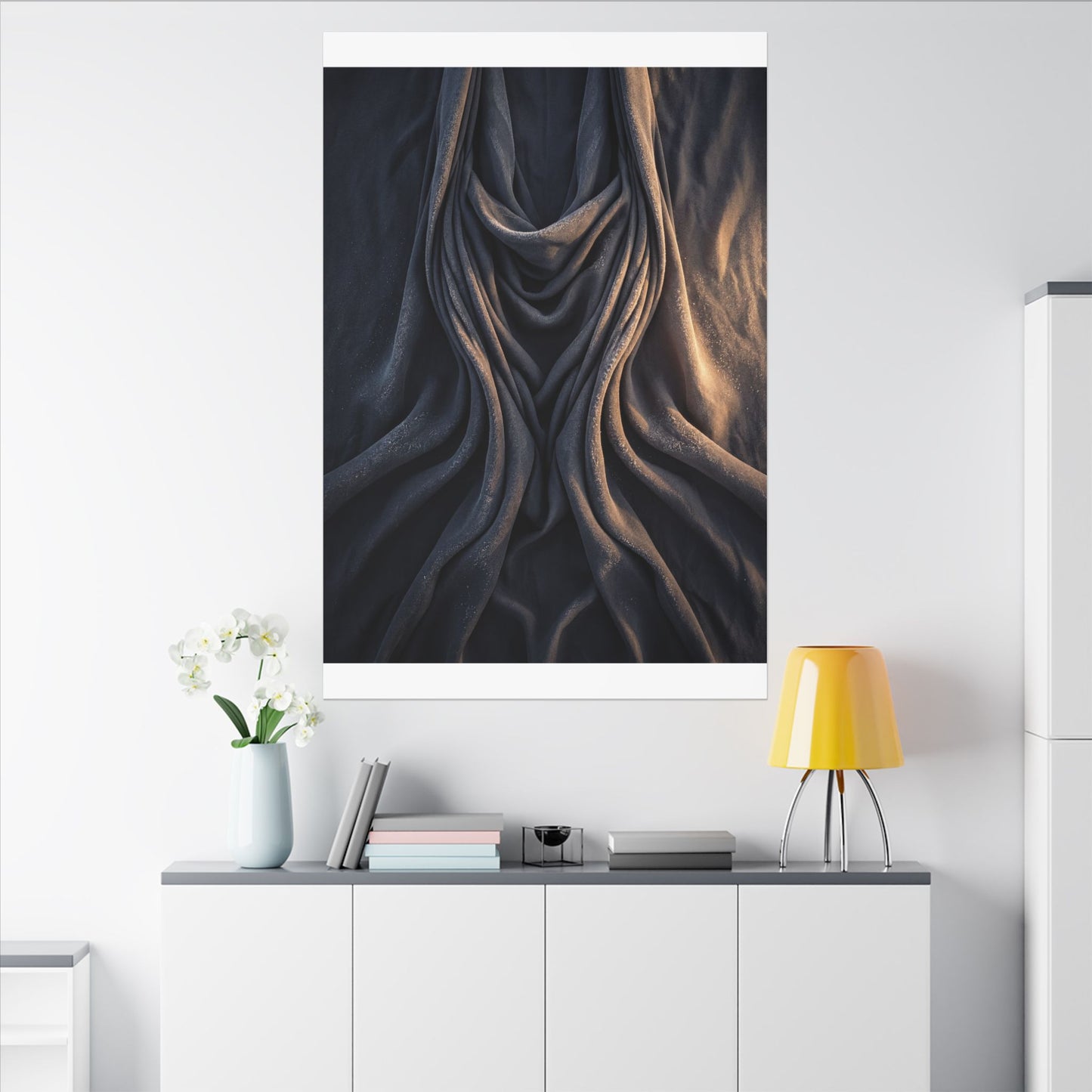 Moody Silk Drape Canvas Art - Shadow Zen Dark Japandi