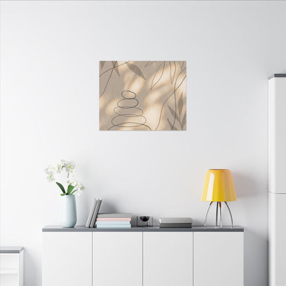 River Stones Minimal Line Canvas Art | Earthy Japandi Art
