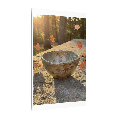 Japandi Ceramic Bowl in Golden Hour | Japanese Pattern Canvas Art