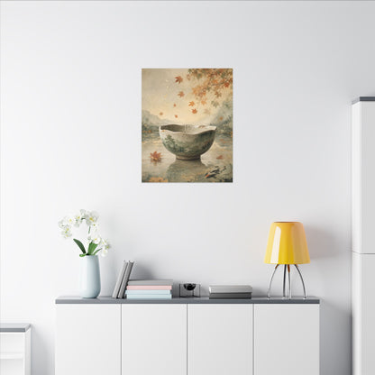 Autumn Ceramic Bowl Watercolor Canvas Art | Cozy Decor