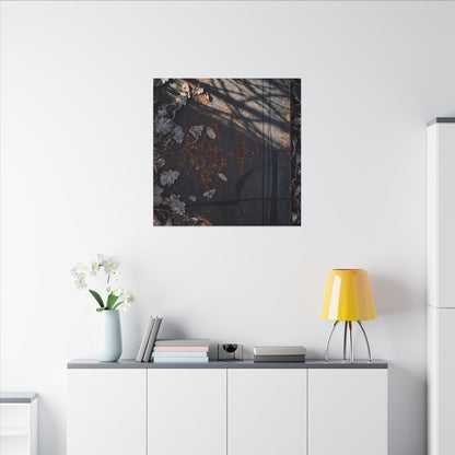 Shibui Rust Patina Canvas Art - Dark Japandi Charcoal Ink