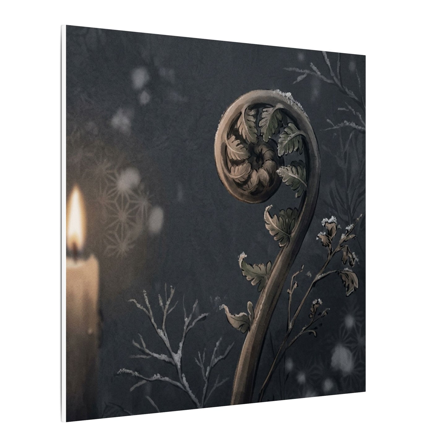 Candlelight Fern Unfurling Canvas Art - Japandi Ma