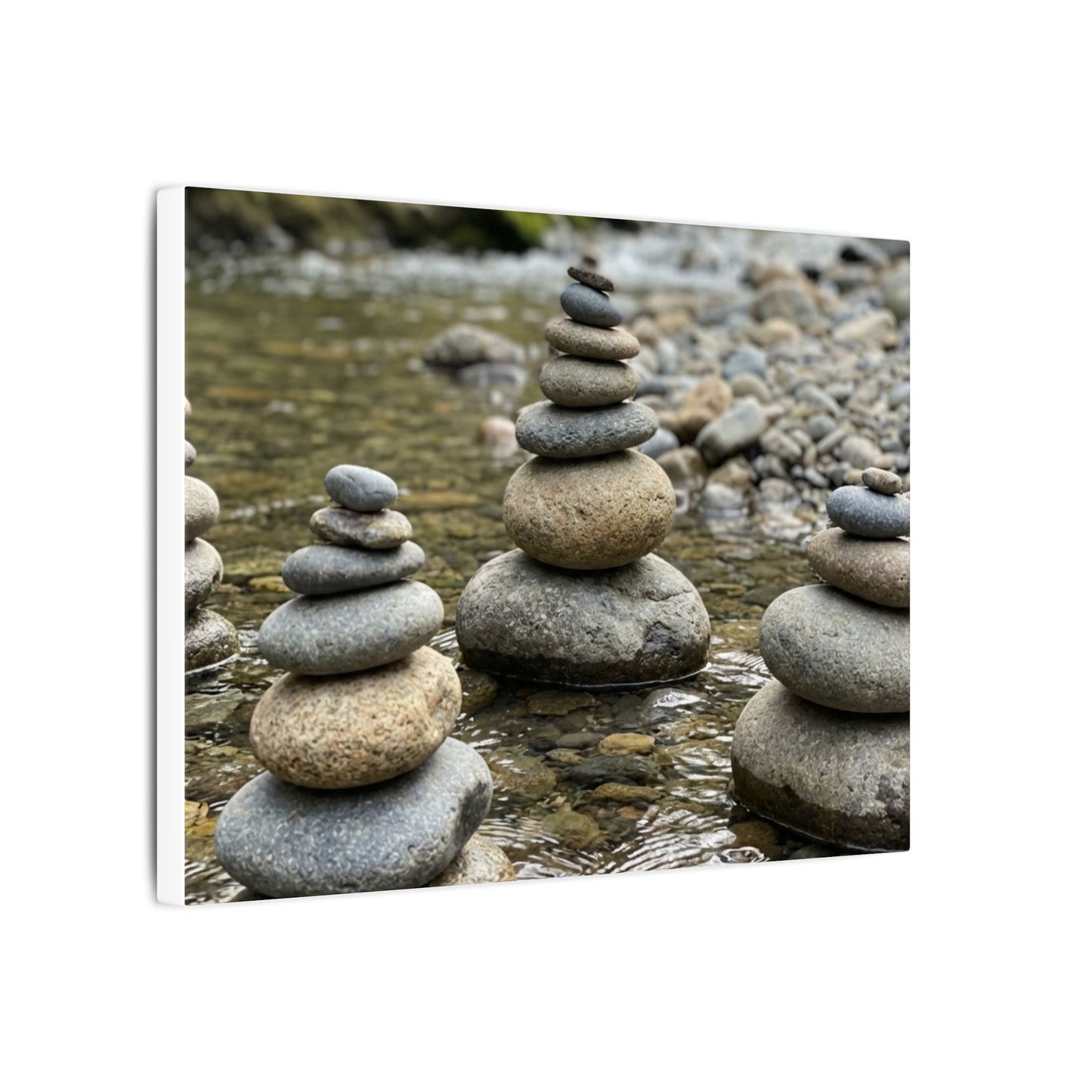 Zen River Stones in Dawn | Karesansui Canvas Art