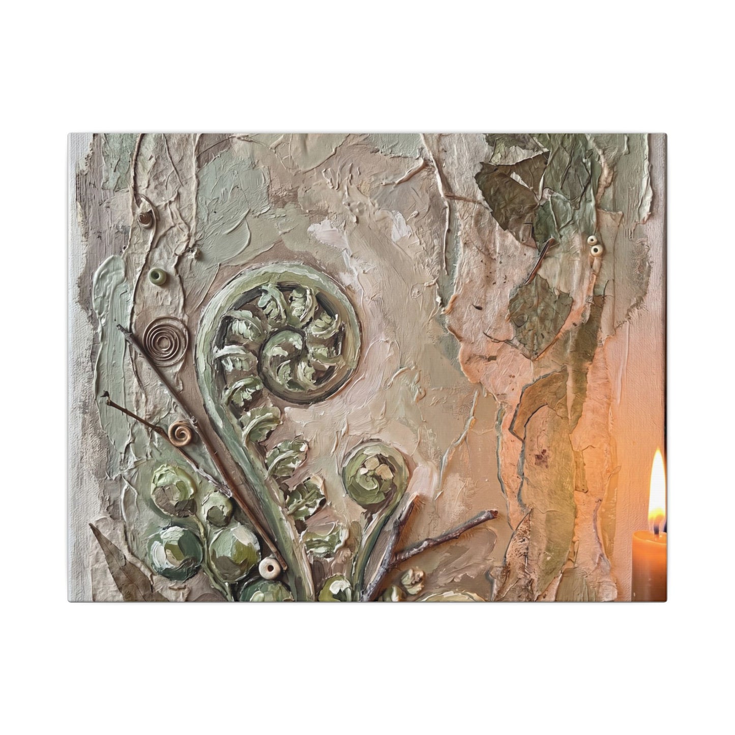 Datsuzoku Fern Unfurling Canvas Art - Japandi Texture Art Print