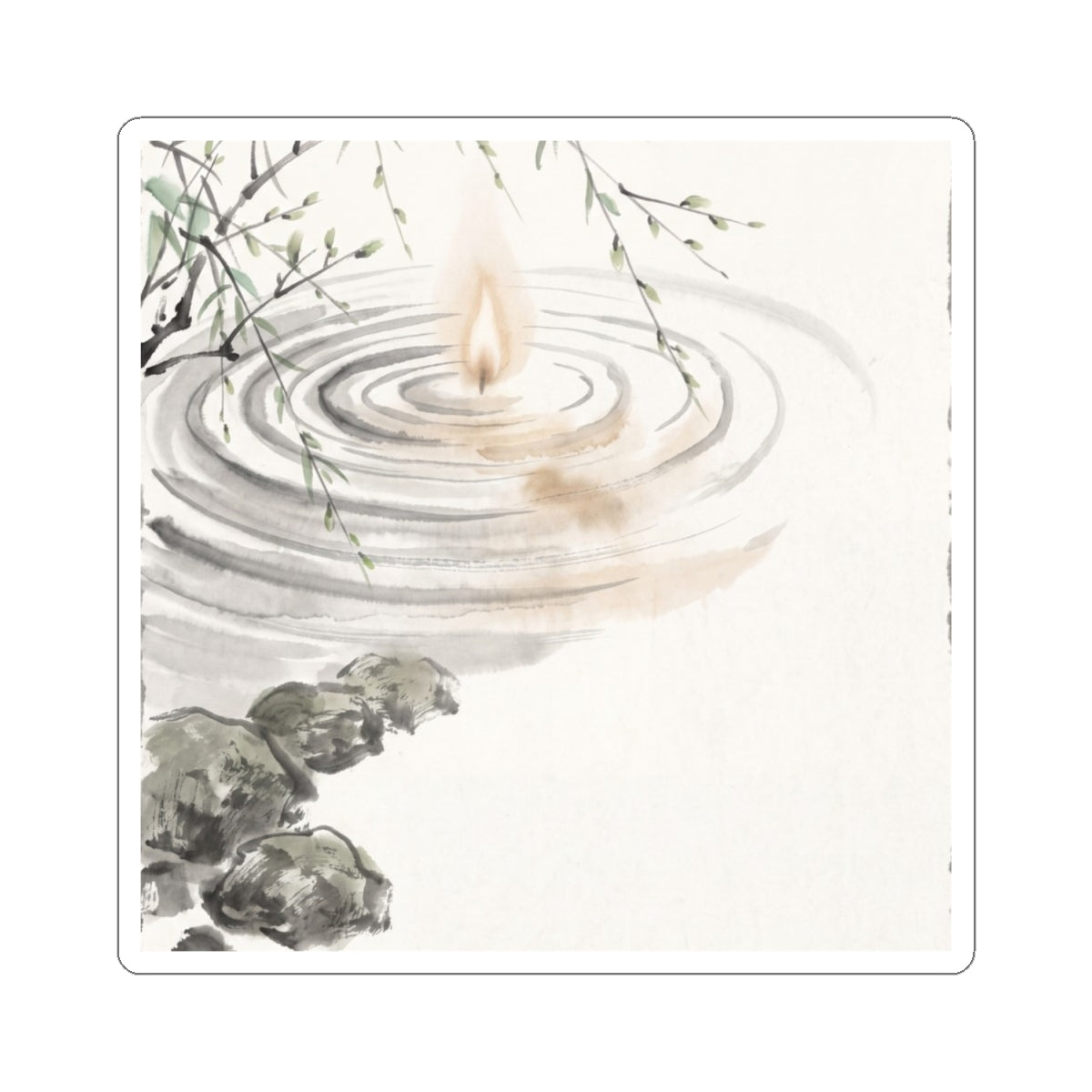 Ma Water Ripple Sticker - Zen Sumi E