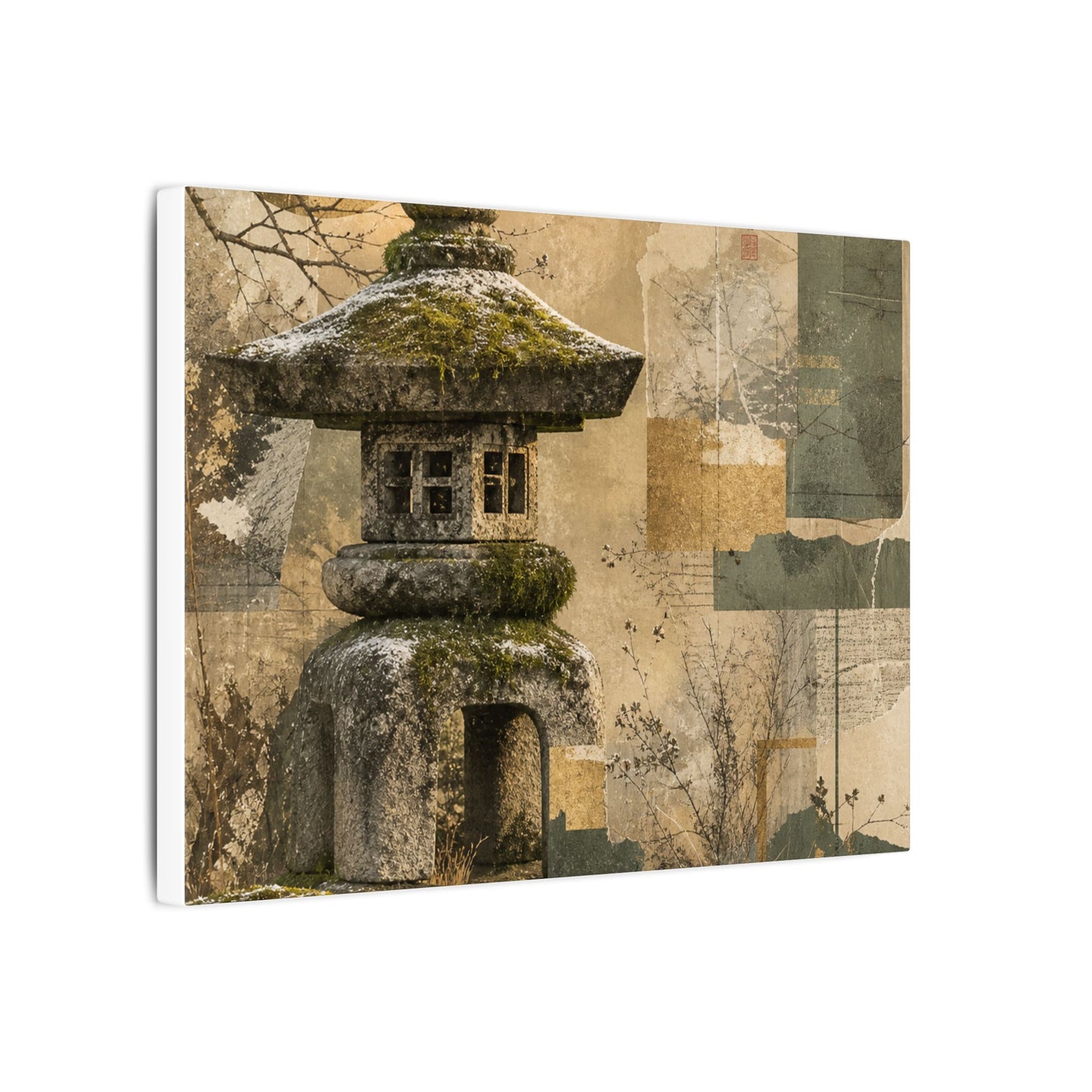 Elegant Stone Lantern Canvas Art - Texture Japandi