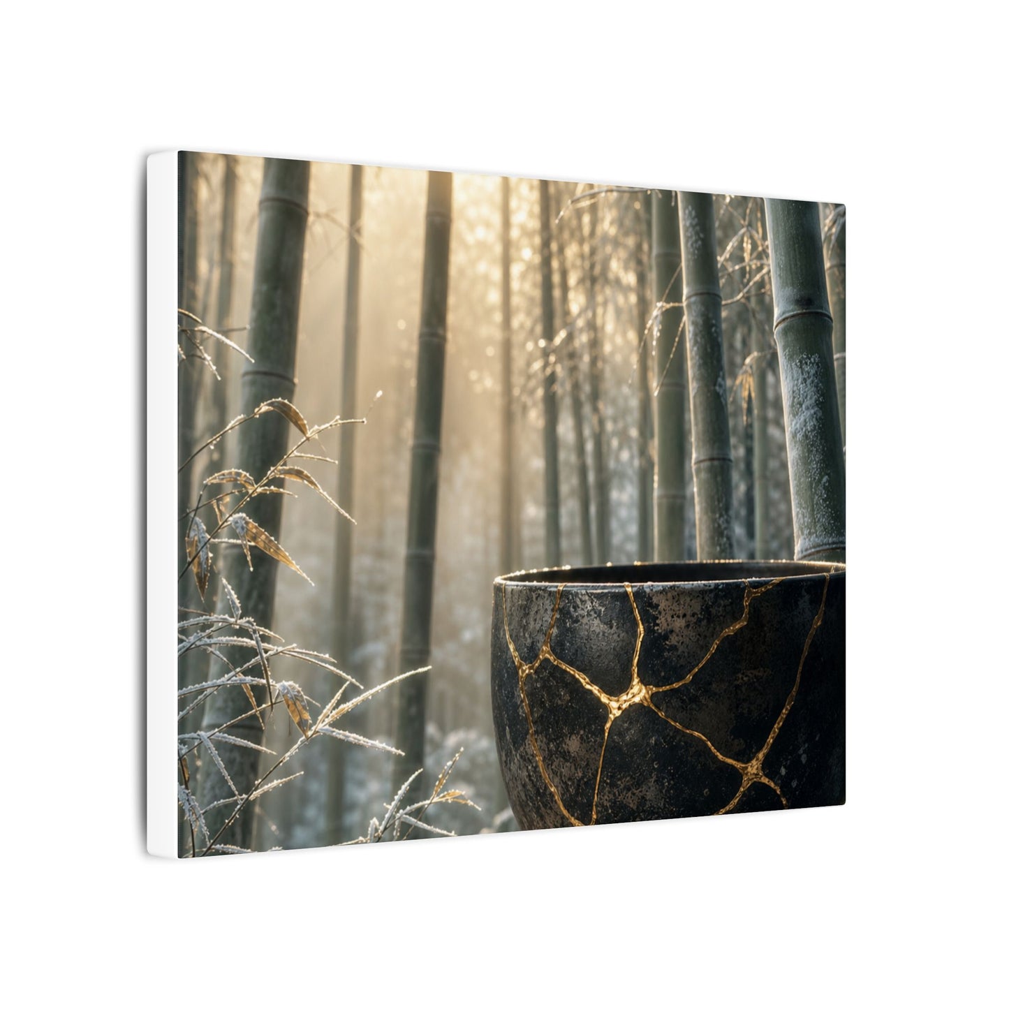 Fukinsei Bamboo Grove Canvas Art - Kintsugi Gold Repair