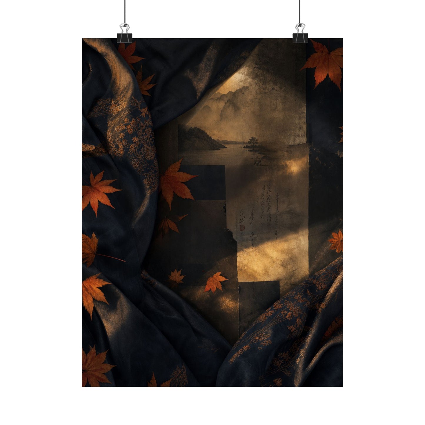 Autumn Silk Drape Shadow Zen Wall Art Print | Moody Decor