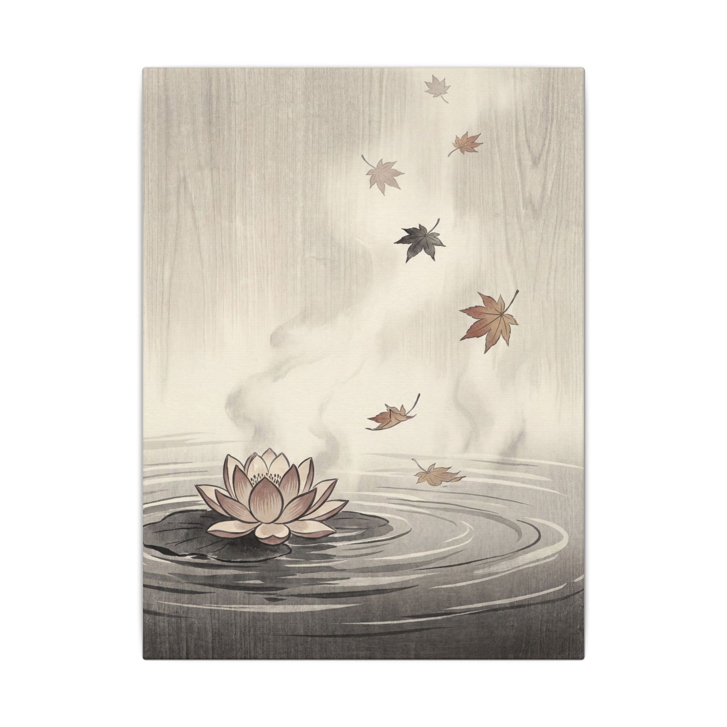 Lotus Flower Canvas Art | Autumn Zen Ukiyo E Inspired Art