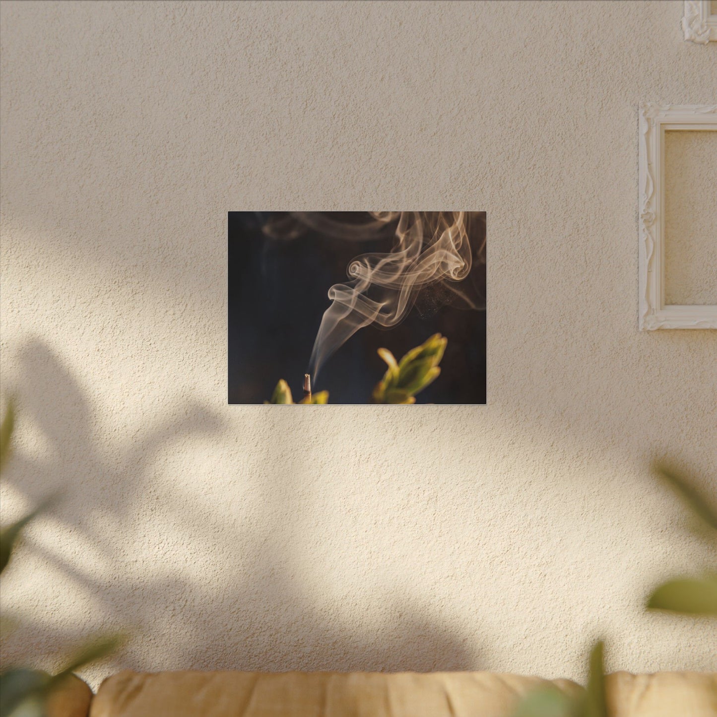 Golden Hour Incense Smoke Canvas Art - Dark Japandi Kanso