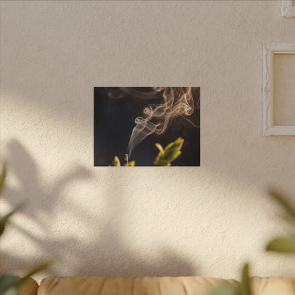 Incense Smoke Spring Canvas Art | Dark Japandi Atmospheric Design