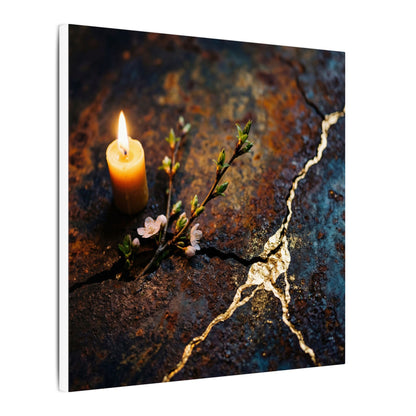 Kintsugi Rust Patina in Candlelight | Gold Repair Canvas Art