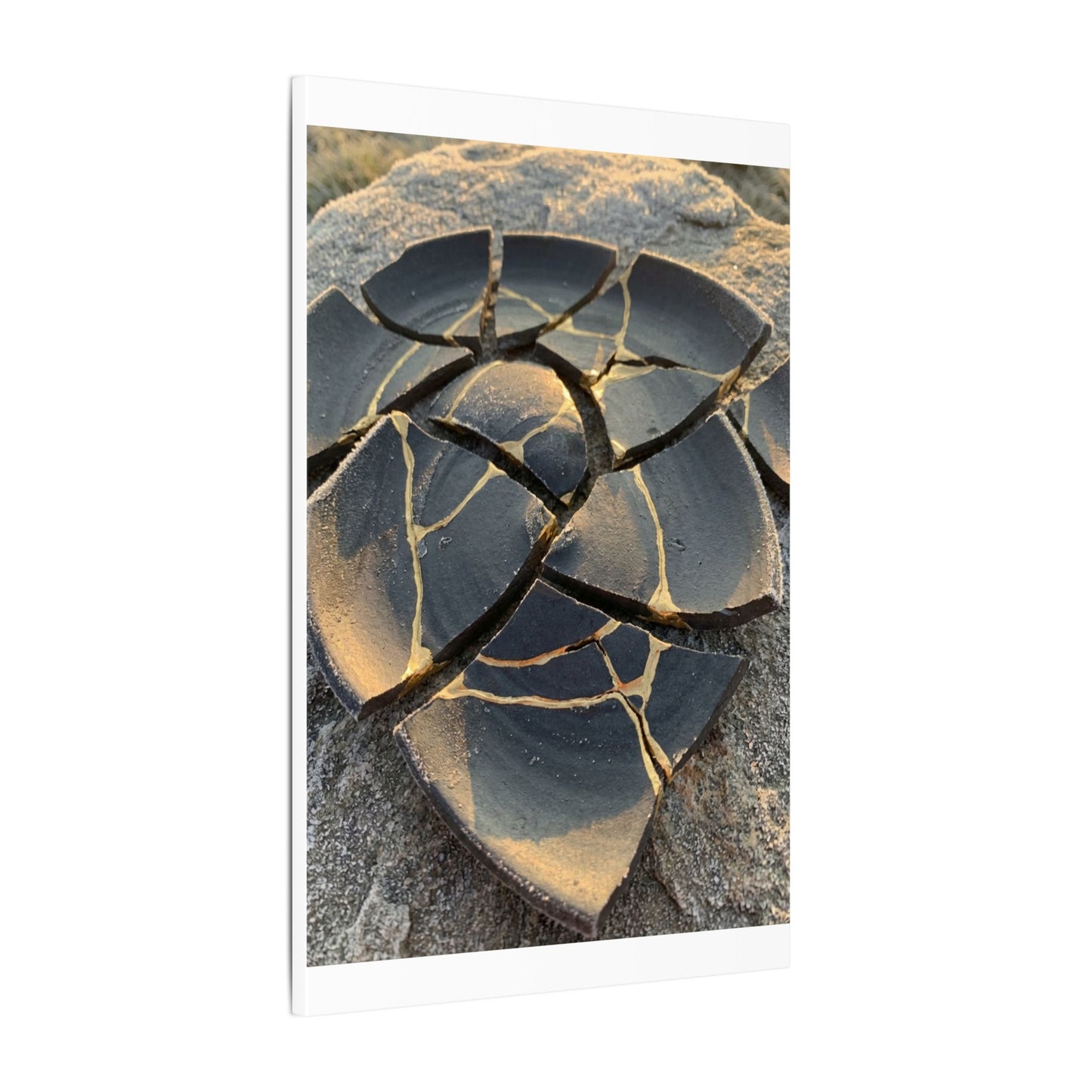 Broken Pottery Winter Canvas Art | Kintsugi Resilient Design