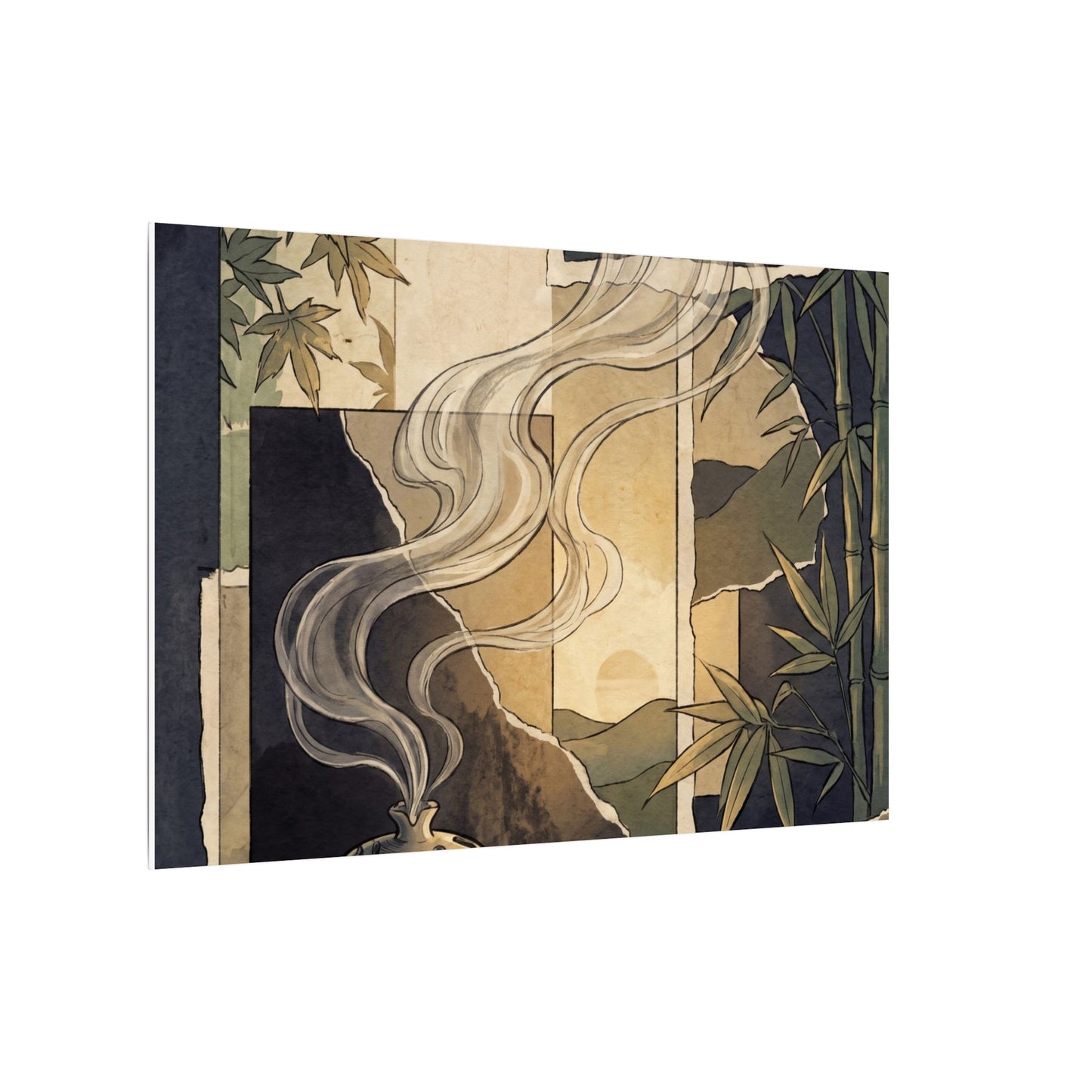 Tranquil Incense Smoke Canvas Art - Ukiyo E Inspired Zen