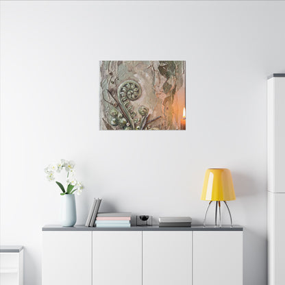 Japandi Fern Unfurling in Candlelight | Texture Canvas Art