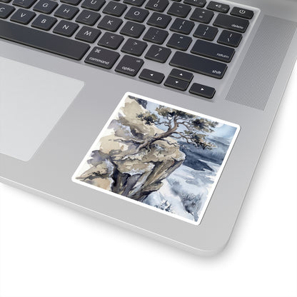 Winter Pine Tree Watercolor Sticker | Neutral Decor Art Print