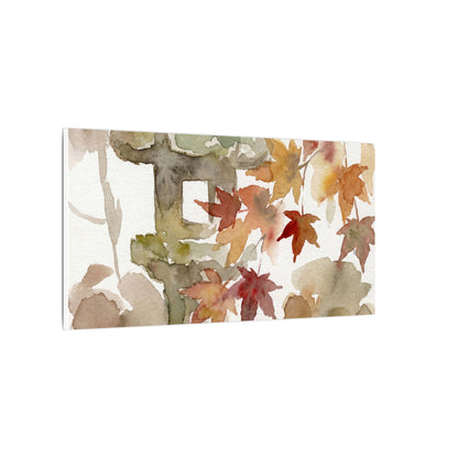 Stone Lantern Watercolor Canvas Art | Earthy Japandi Art