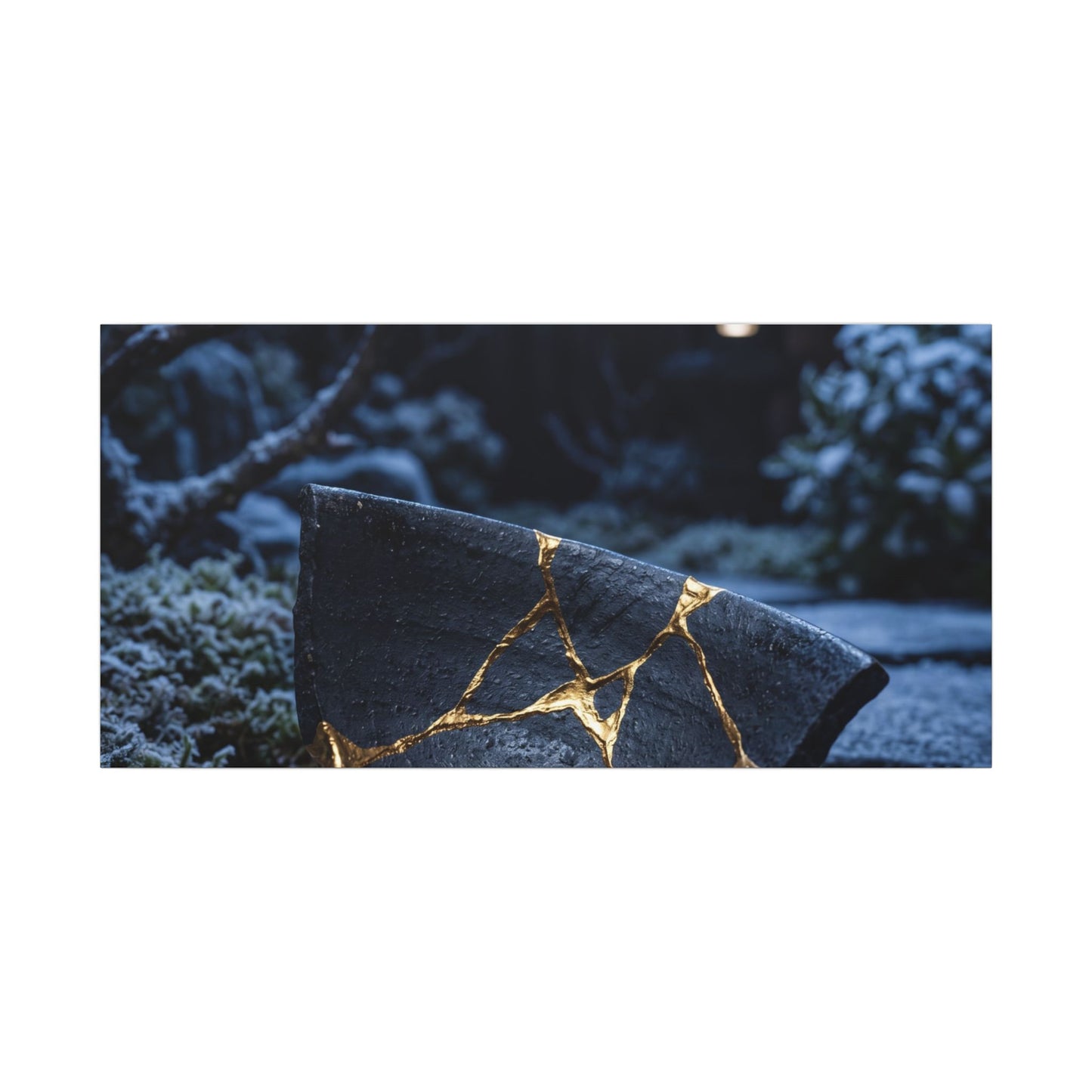 Moonlit Garden Winter Canvas Art | Kintsugi Artful Design