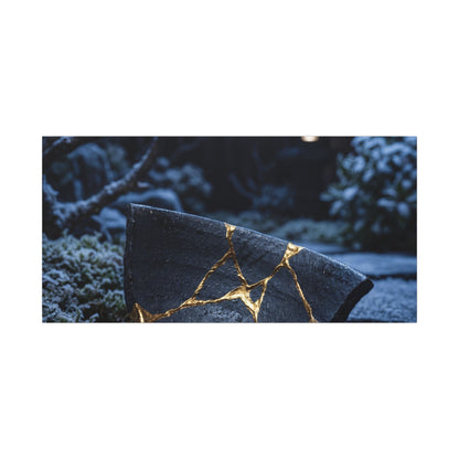 Moonlit Garden Winter Canvas Art | Kintsugi Artful Design