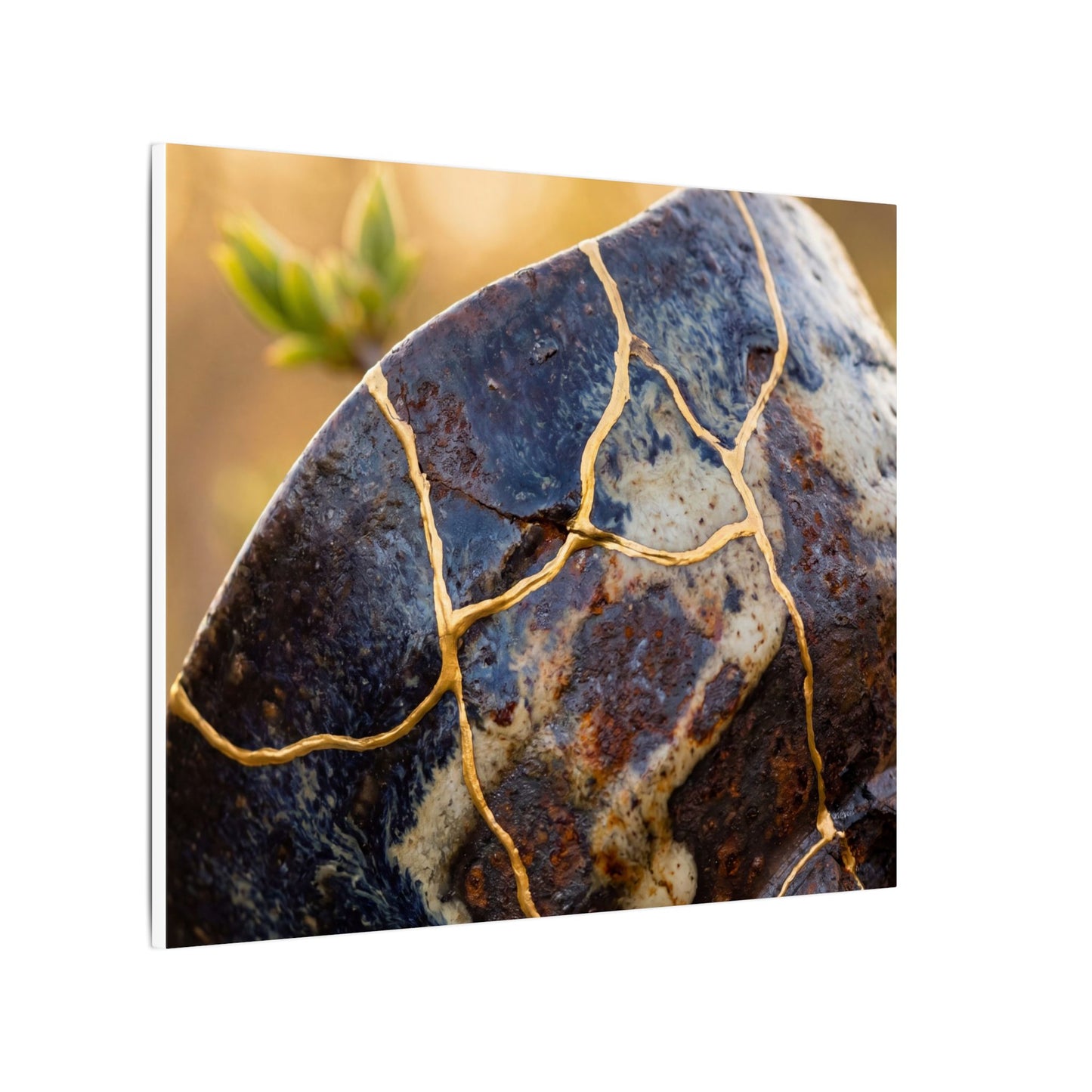 Fukinsei Rust Patina Canvas Art - Kintsugi Gold Repair