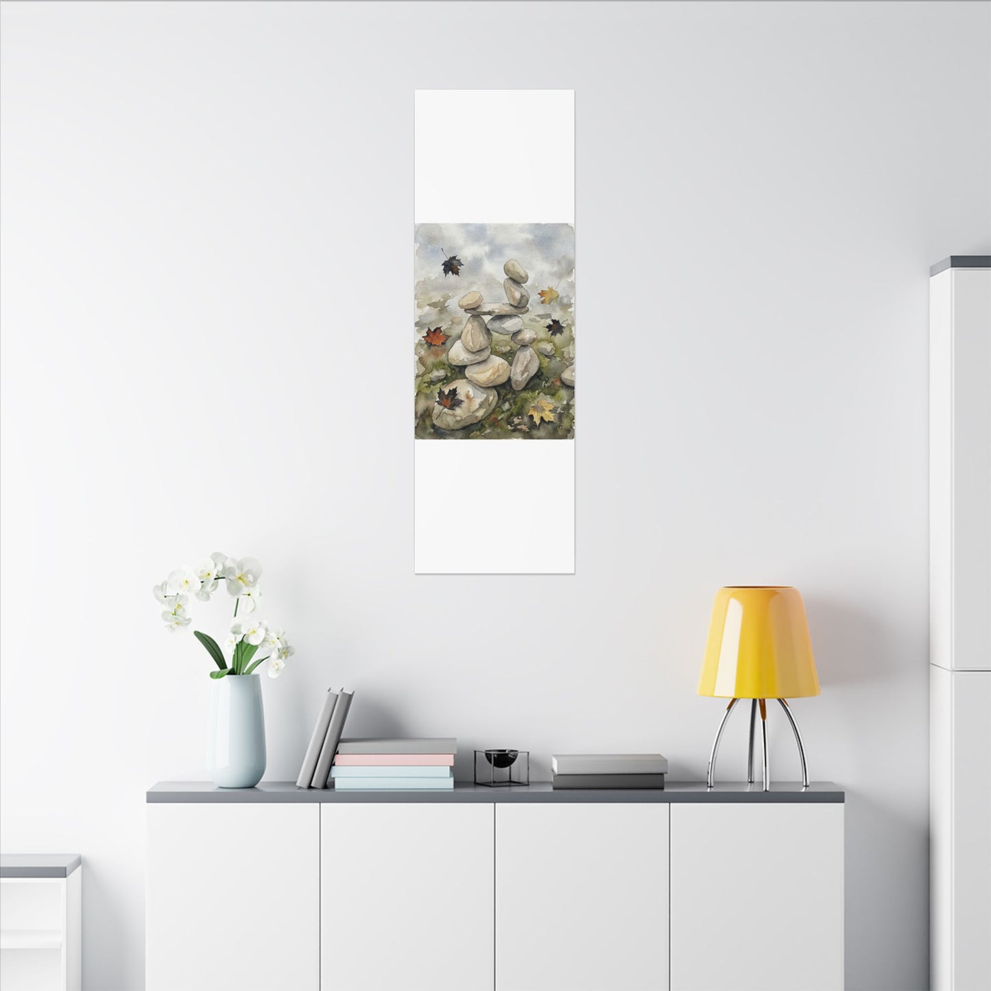 Overcast River Stones Canvas Art - Japandi Fukinsei