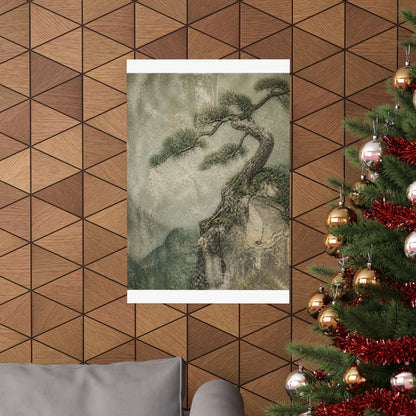 Japandi Pine Tree in Overcast | Texture Wall Art Print