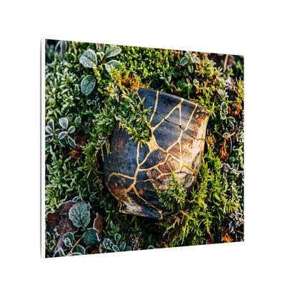 Artful Moss Close Up Canvas Art - Gold Repair Kintsugi