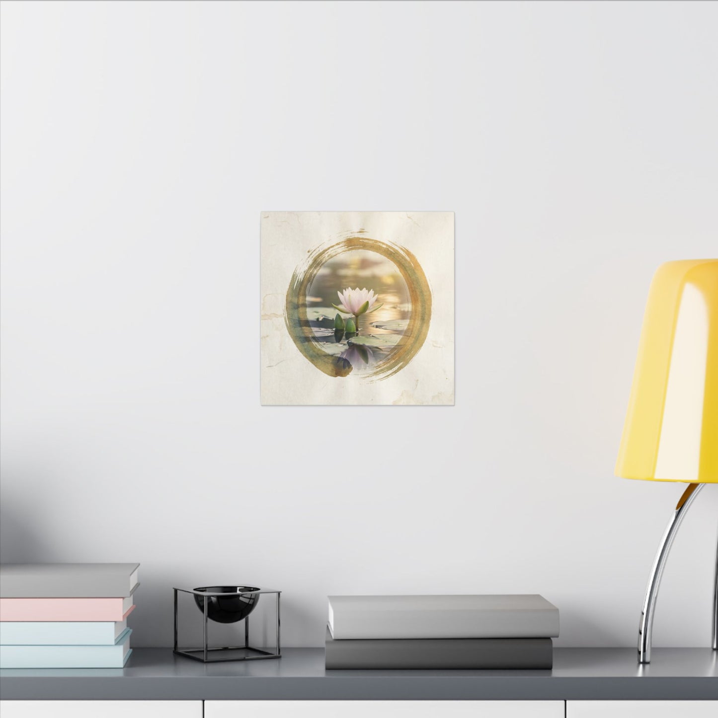 Peaceful Lotus Flower Canvas Art - Enso Zen