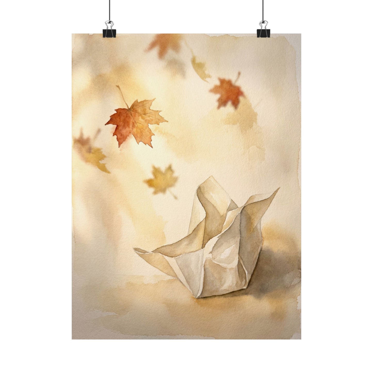 Paper Fold Watercolor Wall Art Print | Earthy Japandi Art Art Print