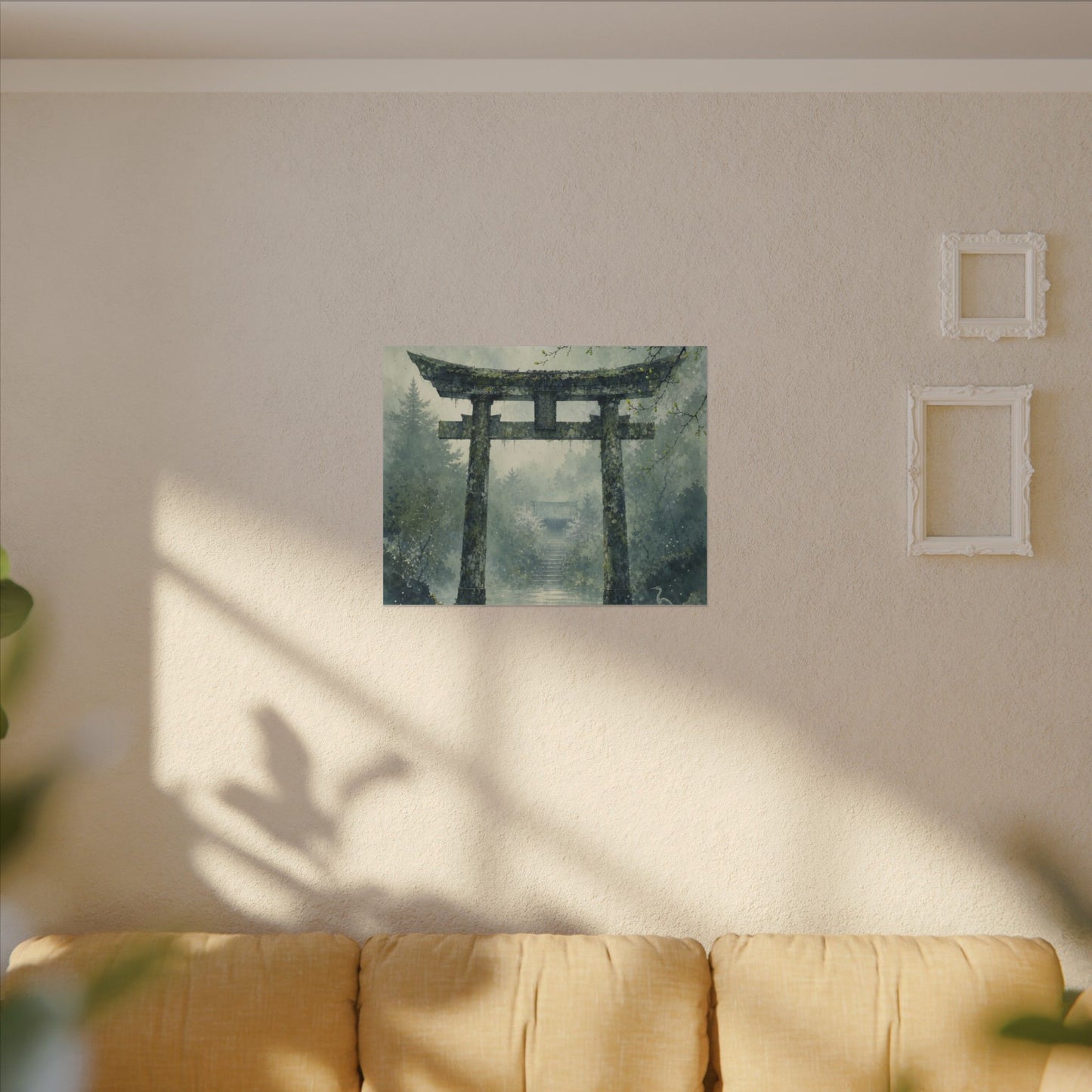 Earthy Torii Gate Canvas Art - Watercolor Japandi