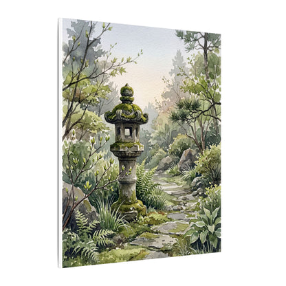 Neutral Stone Lantern Canvas Art - Watercolor Japandi