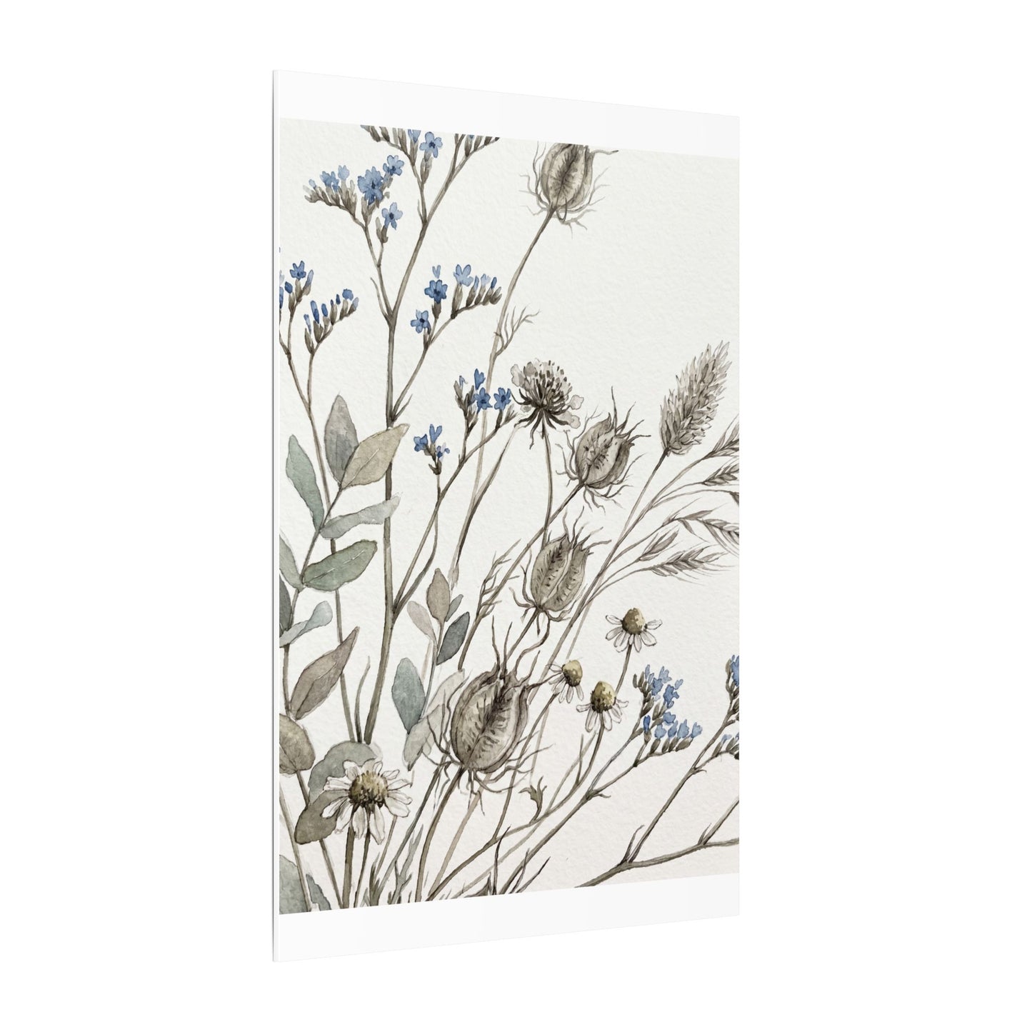 Dried Flowers Canvas Art | Summer Japandi Watercolor Art