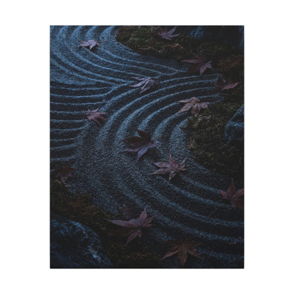 Rock Garden Canvas Art | Autumn Dark Japandi Dark Texture Art