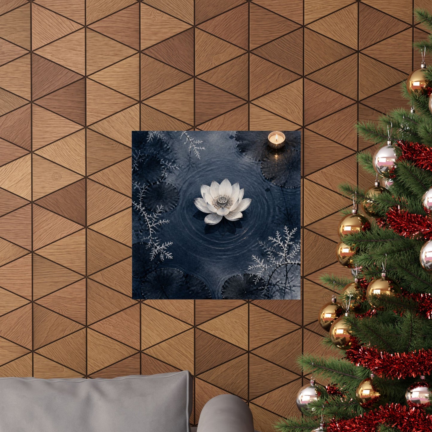 Lotus Flower Wall Art Print | Winter Zen Sumi E Art
