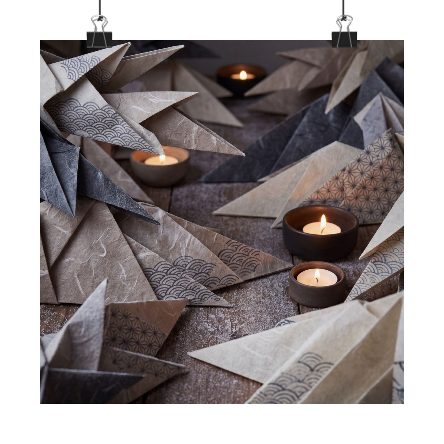 Elegant Paper Fold Wall Art Print - Japanese Pattern Japandi
