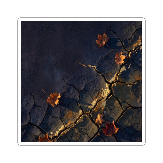 Golden Hour Cracked Earth Sticker - Dark Japandi Seijaku Art Print