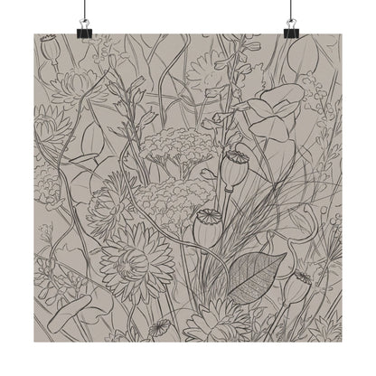 Summer Dried Flowers Minimal Line Wall Art Print | Cozy Decor
