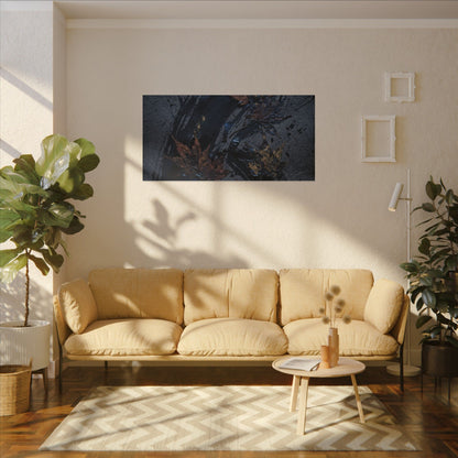 Sophisticated Ink Brushstroke Canvas Art - Dark Texture Dark Japandi