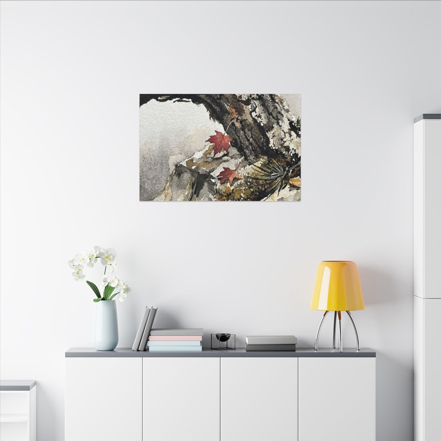 Pine Tree Autumn Canvas Art | Japandi Earthy Design