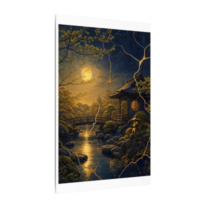 Spring Moonlit Garden Gold Vein Canvas Art | Resilient Decor