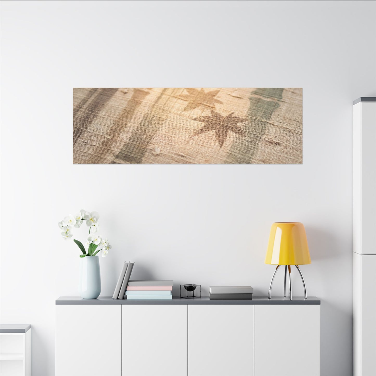 Autumn Bamboo Grove Japanese Pattern Canvas Art | Neutral Decor