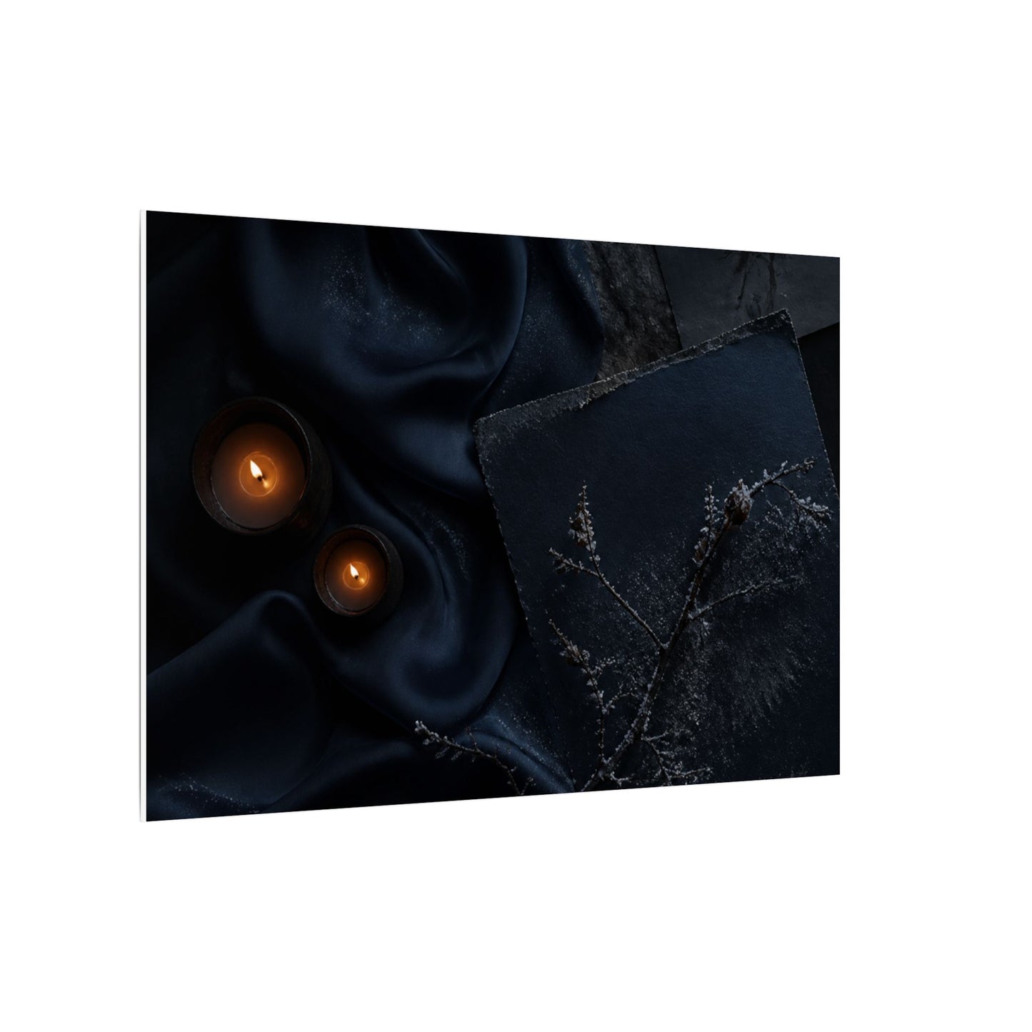 Candlelight Silk Drape Canvas Art - Dark Japandi Kanso