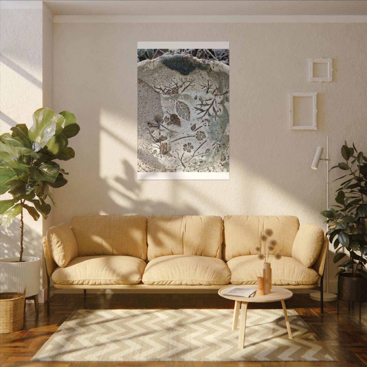 Ceramic Bowl Winter Canvas Art | Japandi Earthy Design