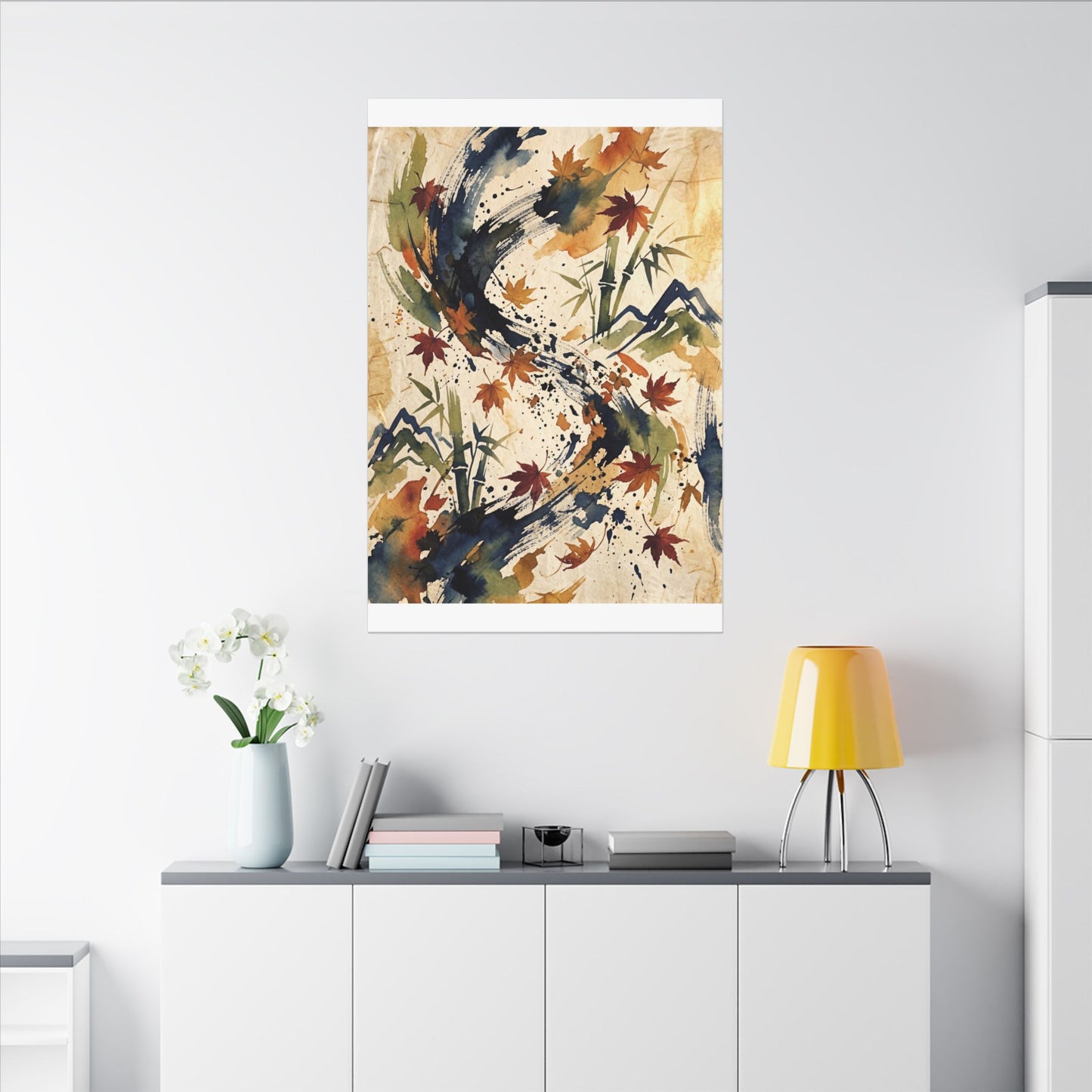 Golden Hour Ink Brushstroke Canvas Art - Zen Shibui