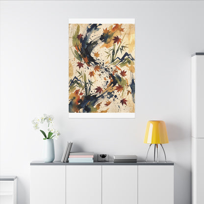 Golden Hour Ink Brushstroke Canvas Art - Zen Shibui