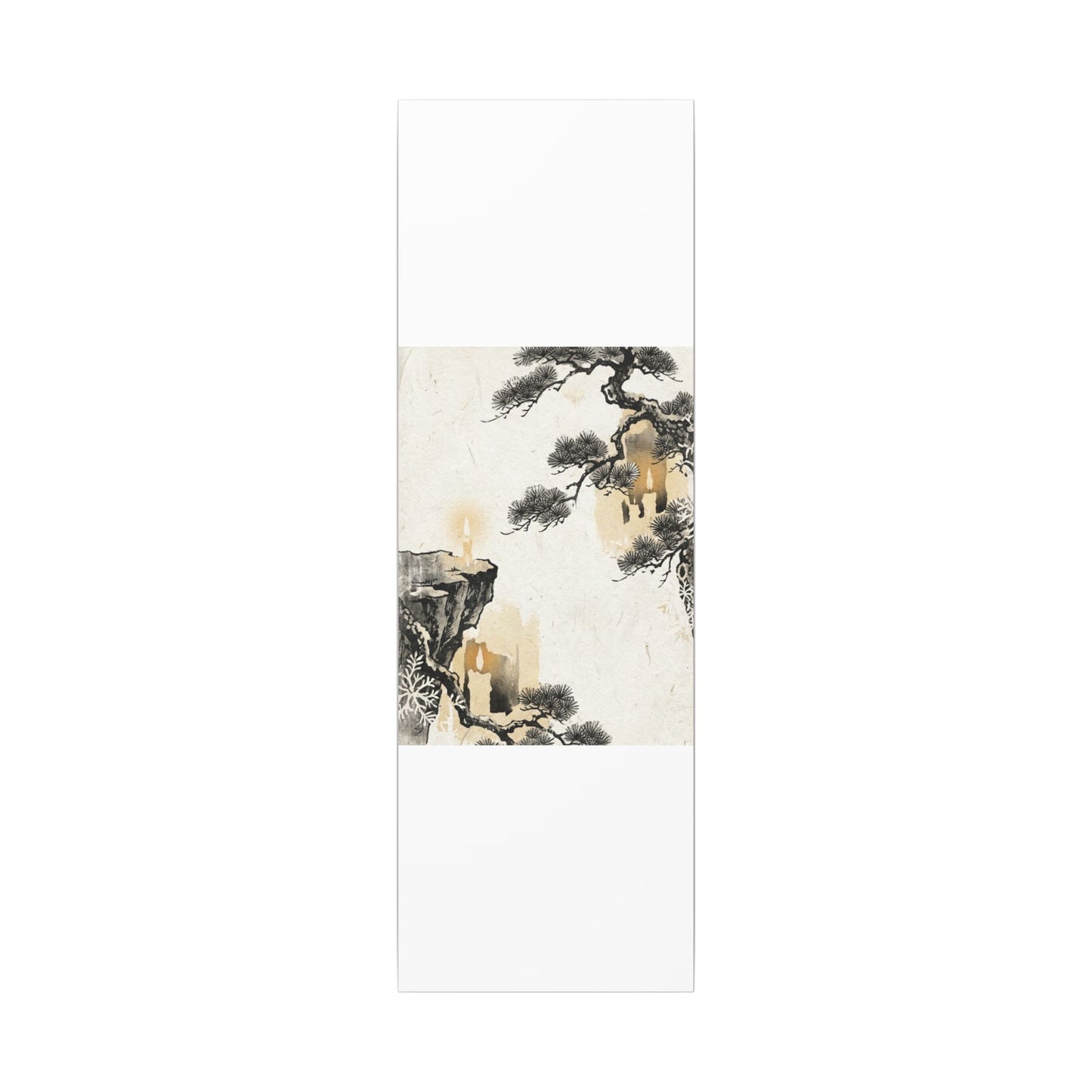 Japandi Pine Tree in Candlelight | Japanese Pattern Canvas Art